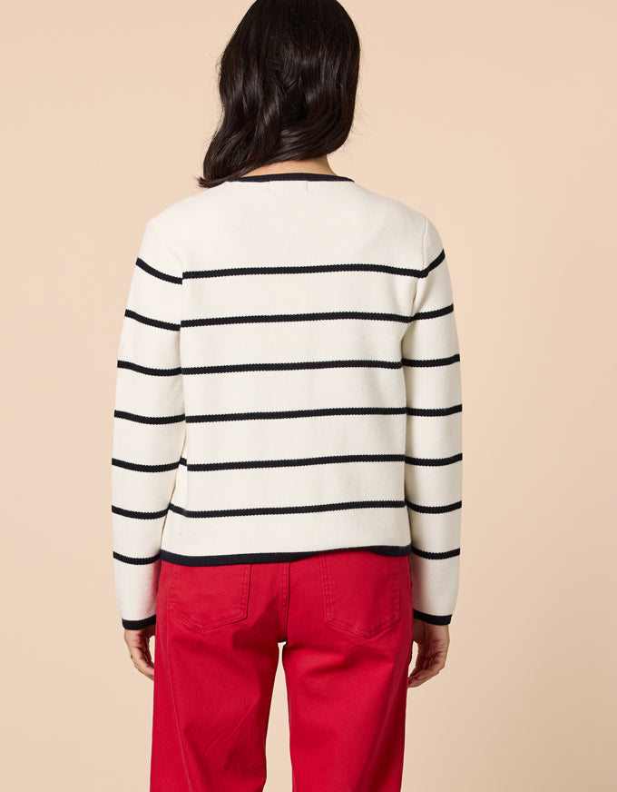 Hampton Stripe Cardi Navy