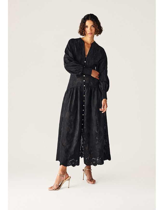 Edith Lace Maxi Dress Black