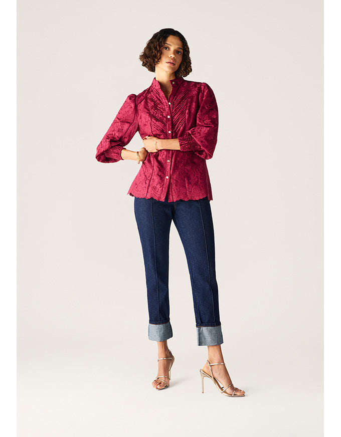 Edith Lace Blouse Cherry Lacquer