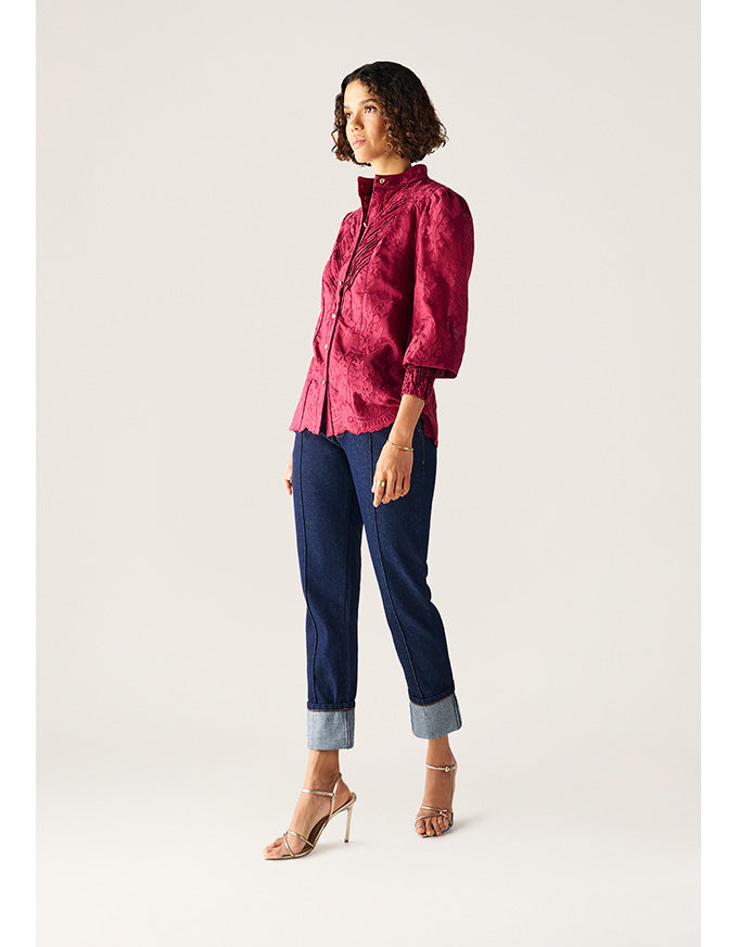 Edith Lace Blouse Cherry Lacquer