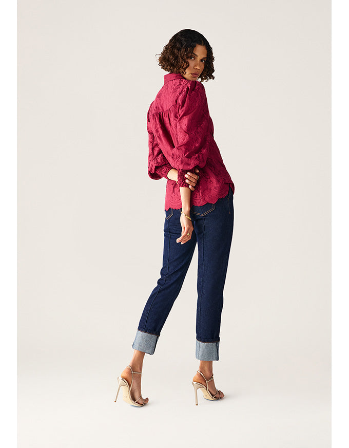 Edith Lace Blouse Cherry Lacquer