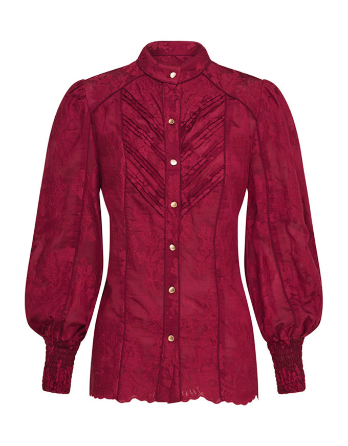 Edith Lace Blouse Cherry Lacquer