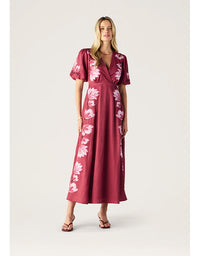 Lilou Embroidery Maxi Dress Wine