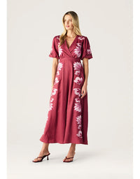 Lilou Embroidery Maxi Dress Wine