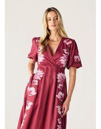 Lilou Embroidery Maxi Dress Wine