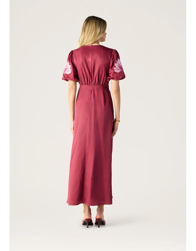 Lilou Embroidery Maxi Dress Wine