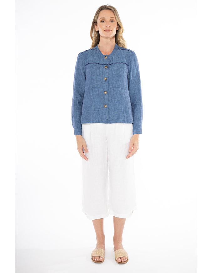 Boxy Linen Jacket Chambray