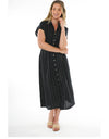 Wide Stripe Dress Black/Putty