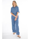 Fly Front Linen Pant Chambray