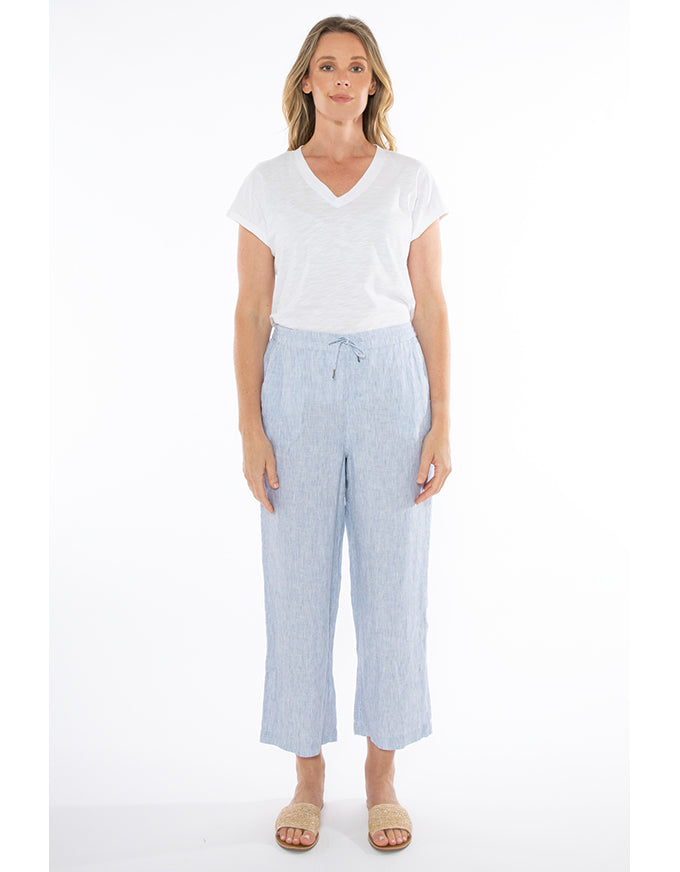 The Core Stripe Pant in Denim/White.