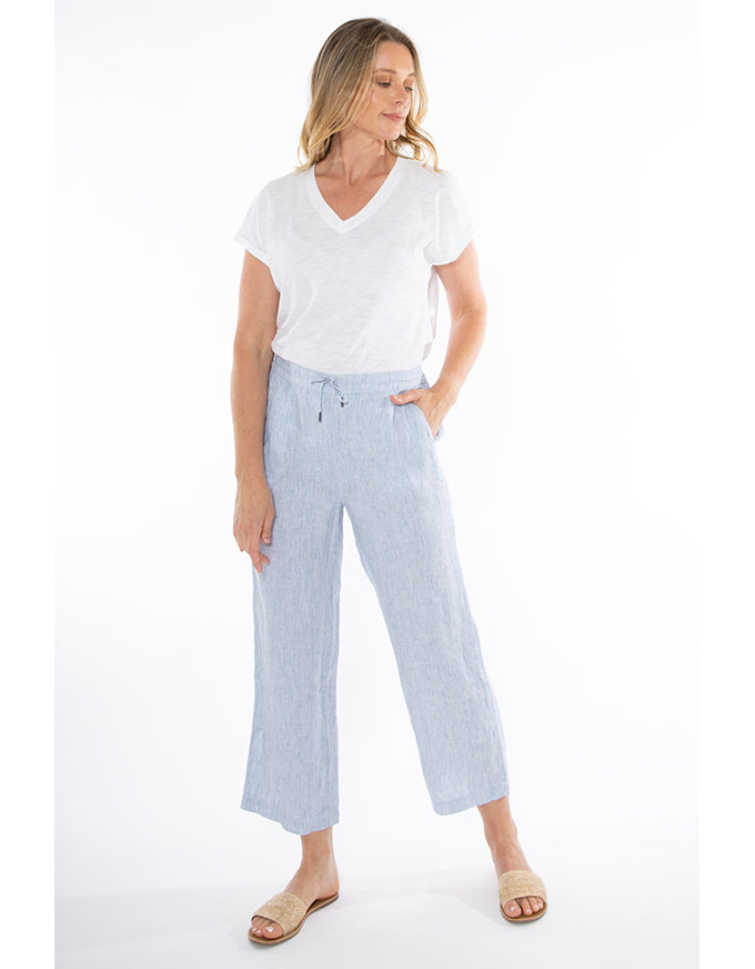 The Core Stripe Pant in Denim/White.