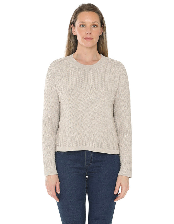 Textured Knit Pullover Stone