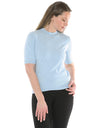 Mock Neck S/Slv Pullover Ice Blue
