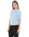 Mock Neck S/Slv Pullover Ice Blue