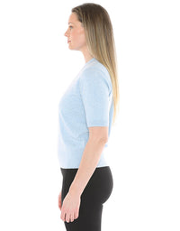 Mock Neck S/Slv Pullover Ice Blue