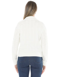 Collared Cable Pullover Pearl
