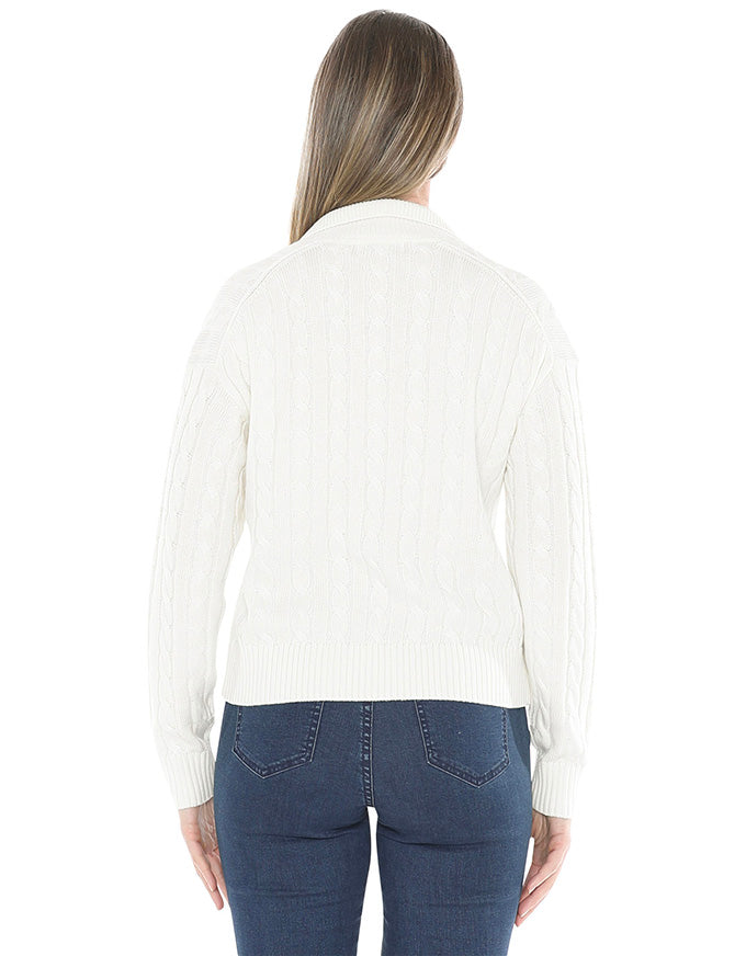 Collared Cable Pullover Pearl