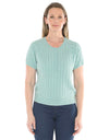Cable Short Sleeve Top Seaglass
