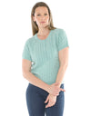 Cable Short Sleeve Top Seaglass