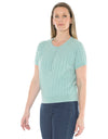 Cable Short Sleeve Top Seaglass