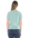 Cable Short Sleeve Top Seaglass