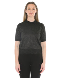 Metallic S/Slv Pullover Black