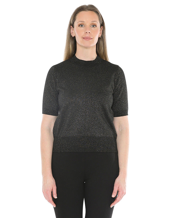 Metallic S/Slv Pullover Black