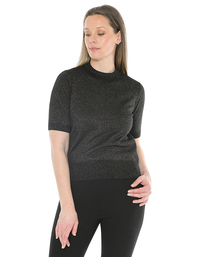 Metallic S/Slv Pullover Black