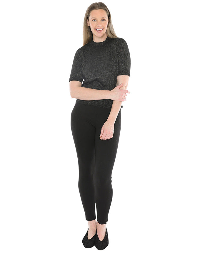 Metallic S/Slv Pullover Black