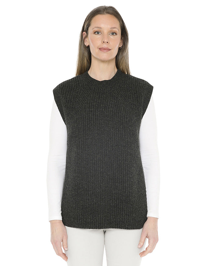 Shaker Stitch Vest Charcoal
