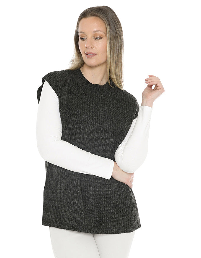 Shaker Stitch Vest Charcoal