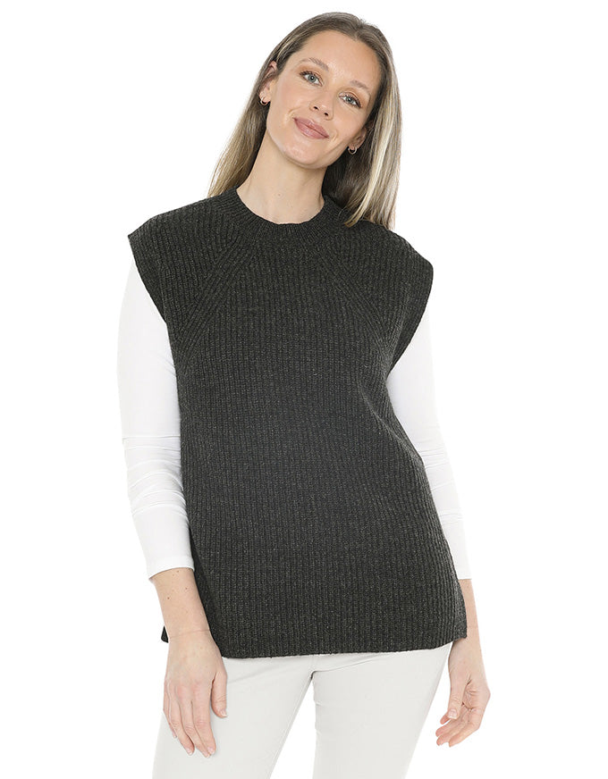 Shaker Stitch Vest Charcoal