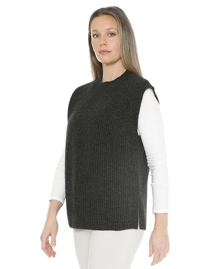 Shaker Stitch Vest Charcoal