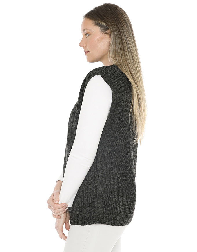 Shaker Stitch Vest Charcoal