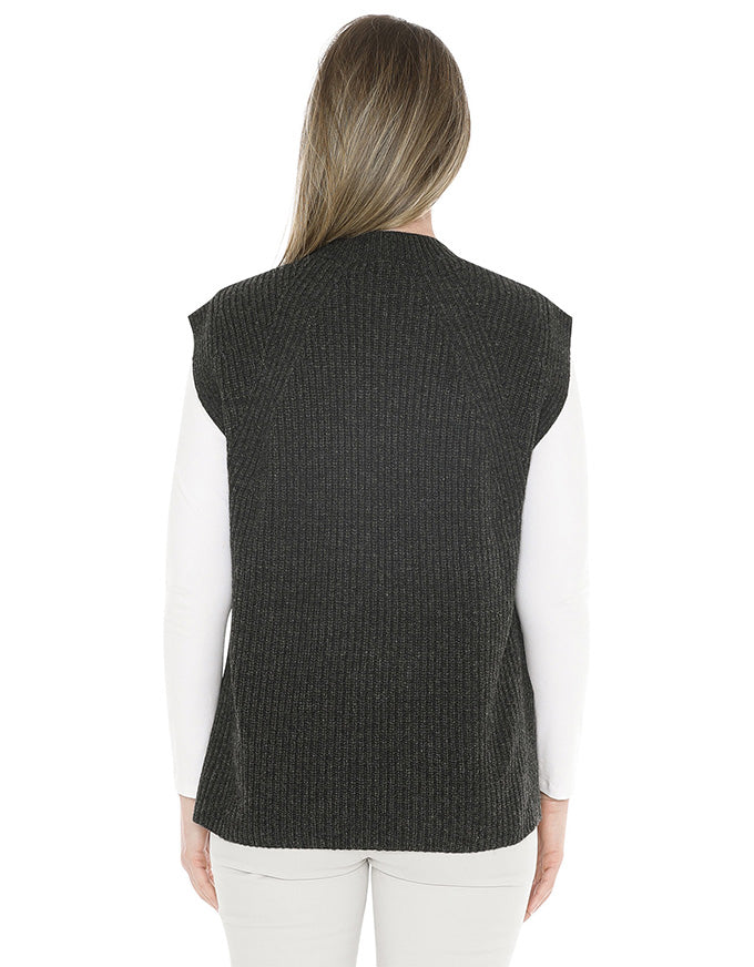 Shaker Stitch Vest Charcoal