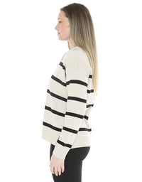 Stripe Collar Pullover Wishbone/Black