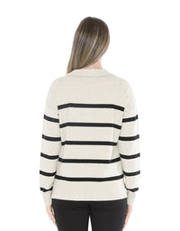 Stripe Collar Pullover Wishbone/Black