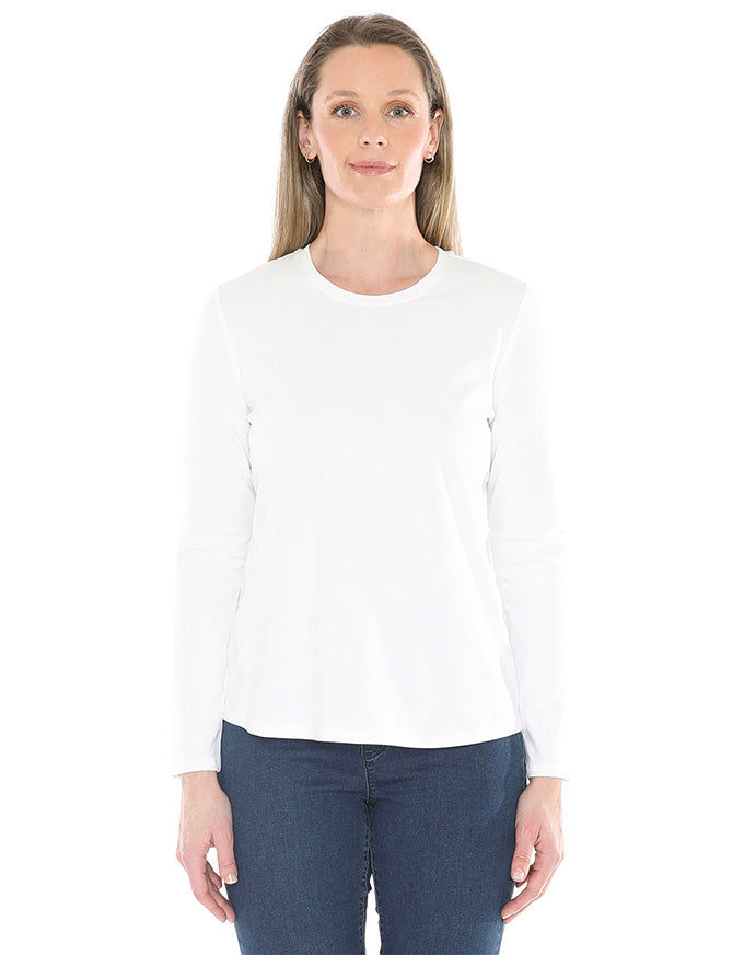 Crew Neck Long Sleeve Tee White