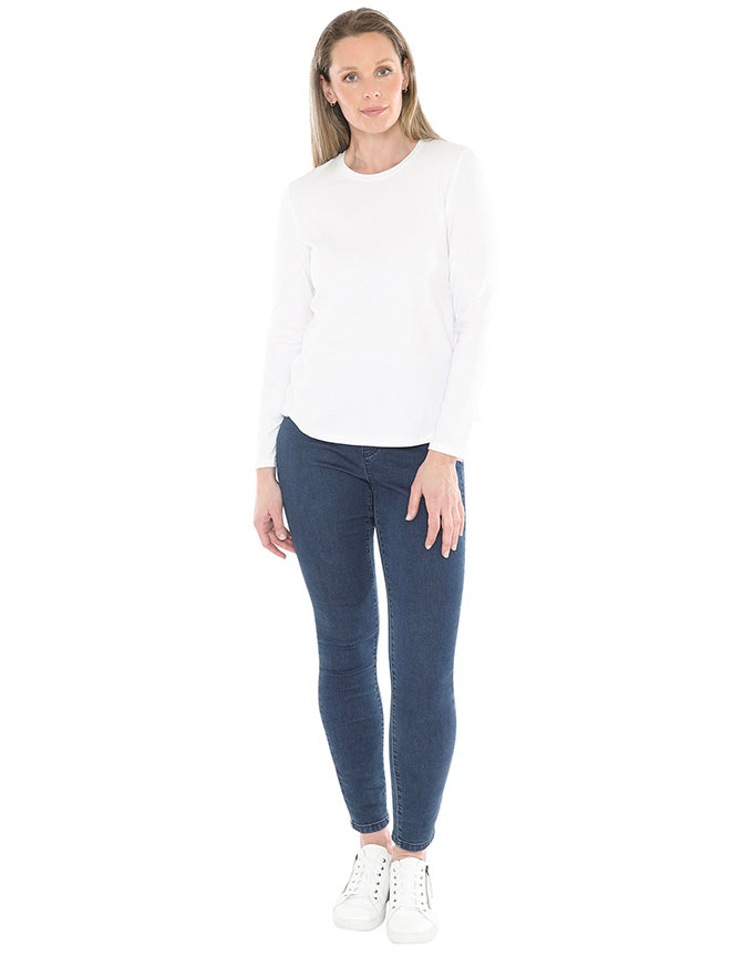Crew Neck Long Sleeve Tee White