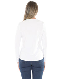Crew Neck Long Sleeve Tee White