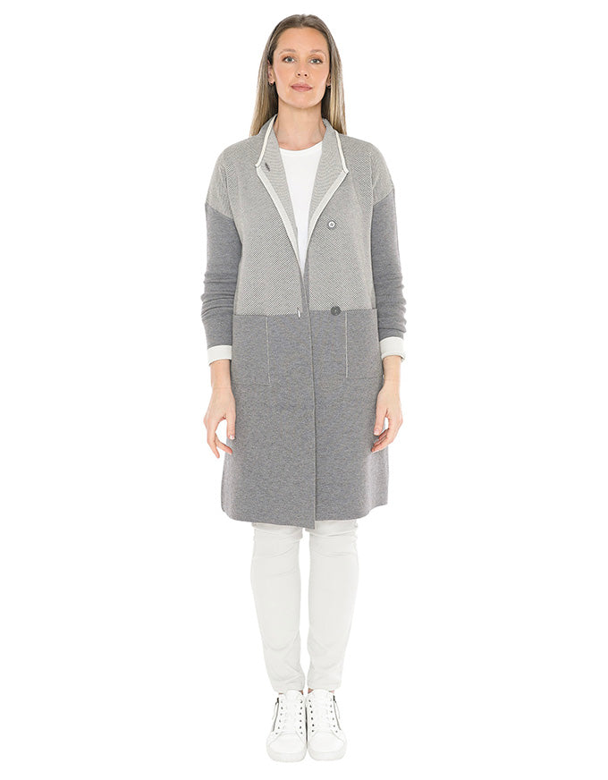 Contrast Coatigan Grey/Cream