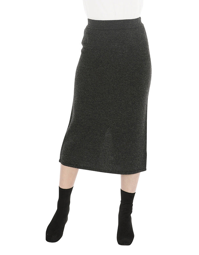 Pull On Knit Skirt Charcoal