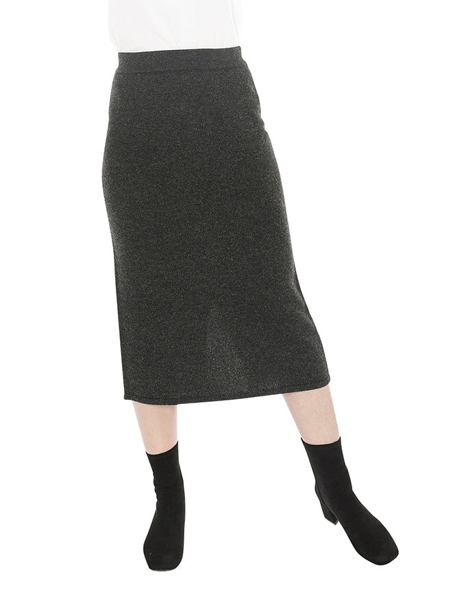 Pull On Knit Skirt Charcoal