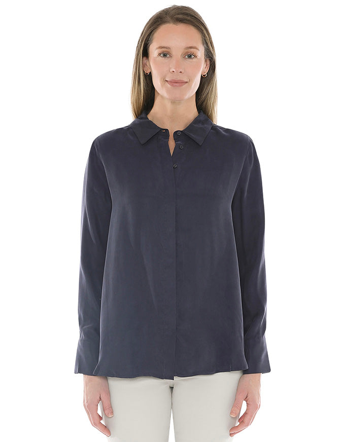Long Sleeve Cupro Shirt Midnight