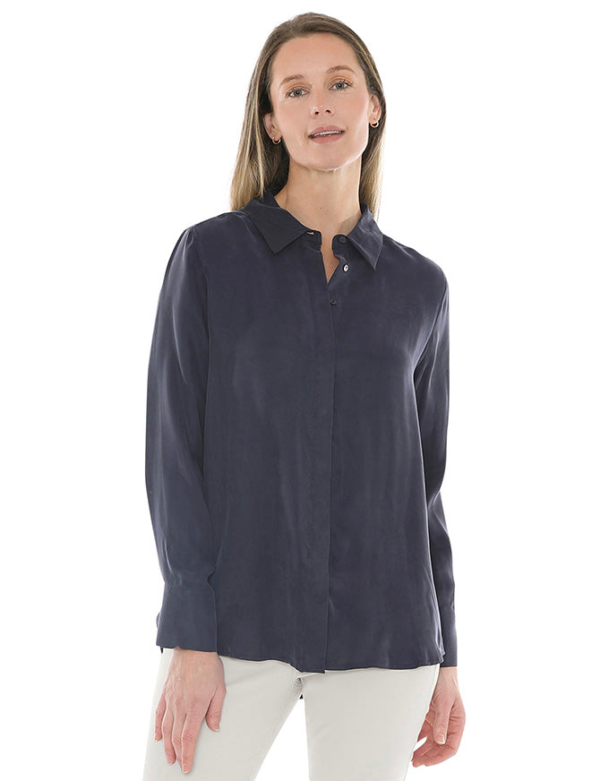Long Sleeve Cupro Shirt Midnight