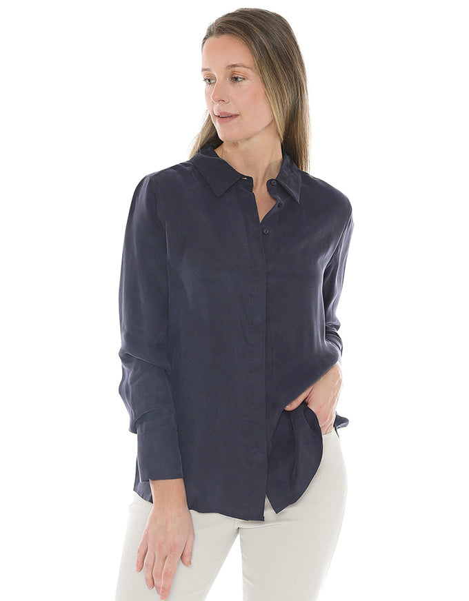 Long Sleeve Cupro Shirt Midnight