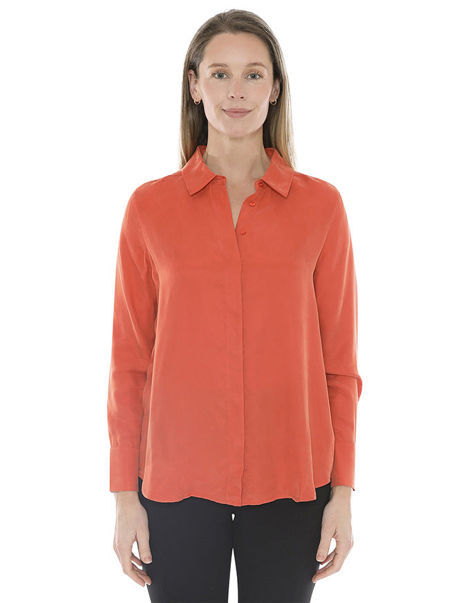 Long Sleeve Cupro Shirt Nectarine