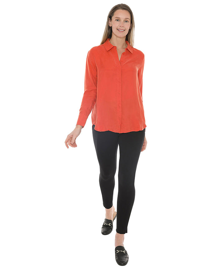 Long Sleeve Cupro Shirt Nectarine