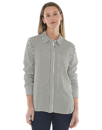 Mono Stripe Shirt Khaki/Ivory