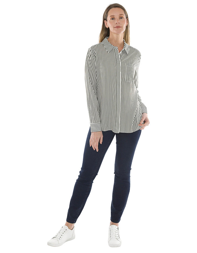 Mono Stripe Shirt Khaki/Ivory